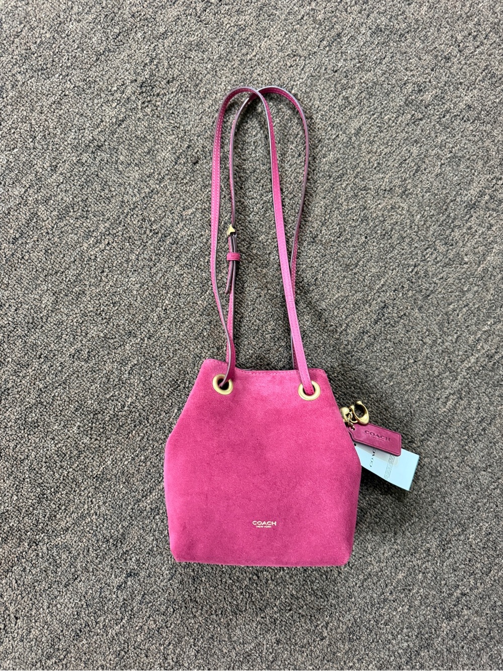 Coach Suede Jade Drawstring Bag in Pink